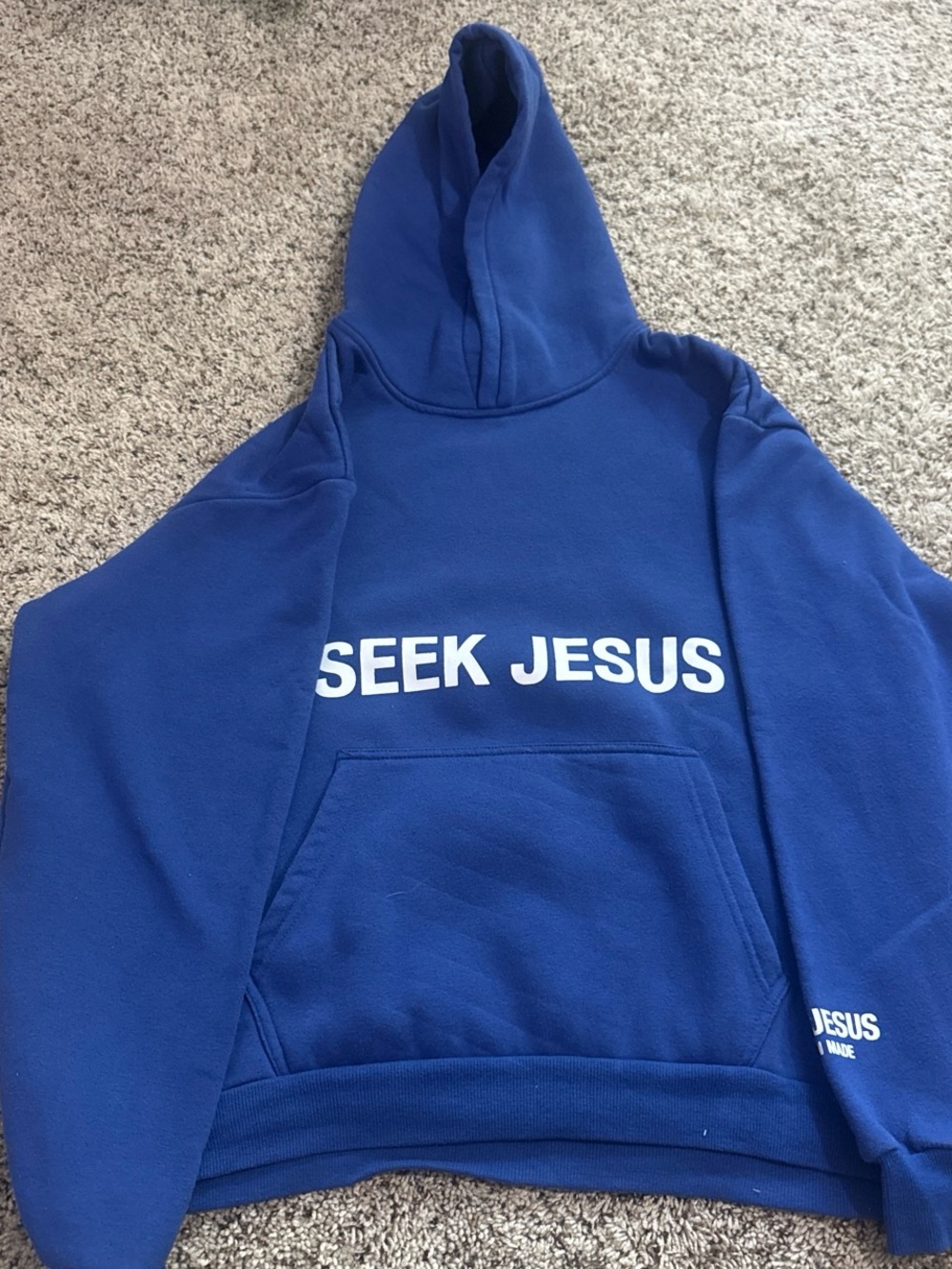 Blue "SEEK JESUS" Graphic Hoodie